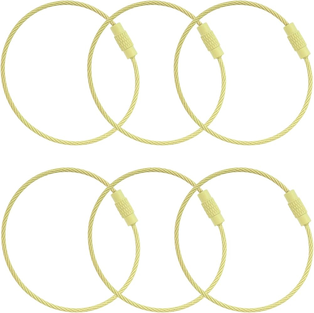 5.9 Inch Wire Keychain Cables Key Rings Travel Luggage Tags Steel Loops for Keys Cards Dog Collar... | Amazon (US)