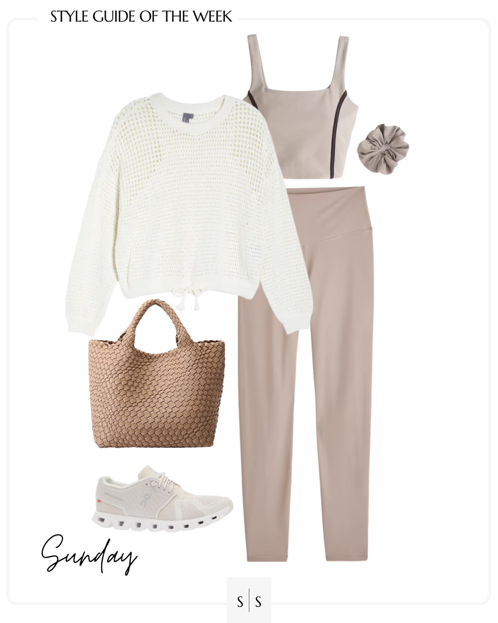 Style Guide of the Week | outfit ideas, Spring outfits, Summer outfits, transitional outfits, athleisure outfit, lightweight sweater, leggings, Sports tank, woven tote. See all details on thesarahstories.com ✨

#LTKstyletip #LTKFind