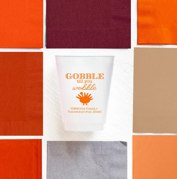Thanksgiving cups, Gobble till you wobble, Personalized Thanksgiving cups, Personalized plastic c... | Etsy (US)