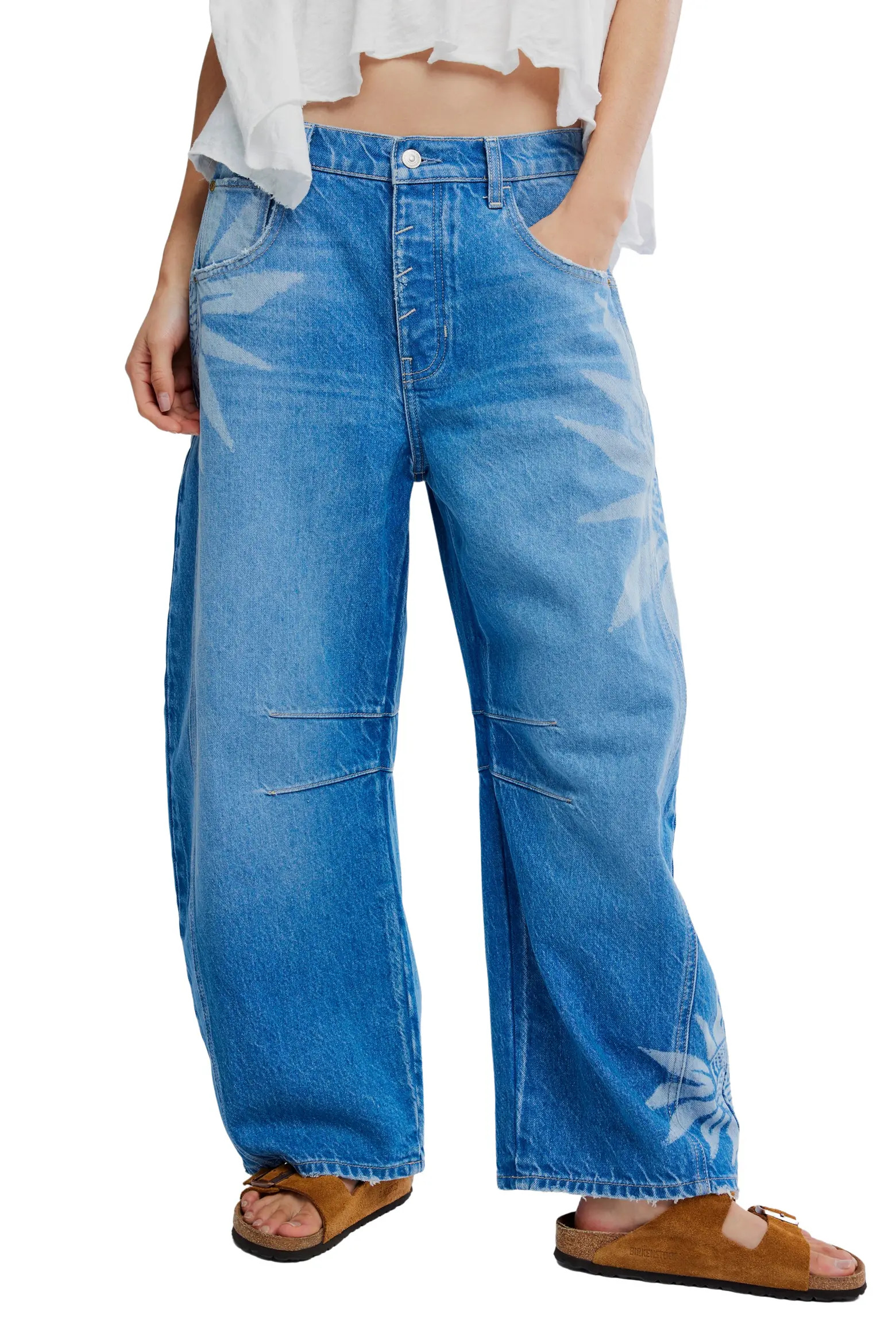 Good Luck Floral Print Barrel Jeans (Women) | Nordstrom | Nordstrom