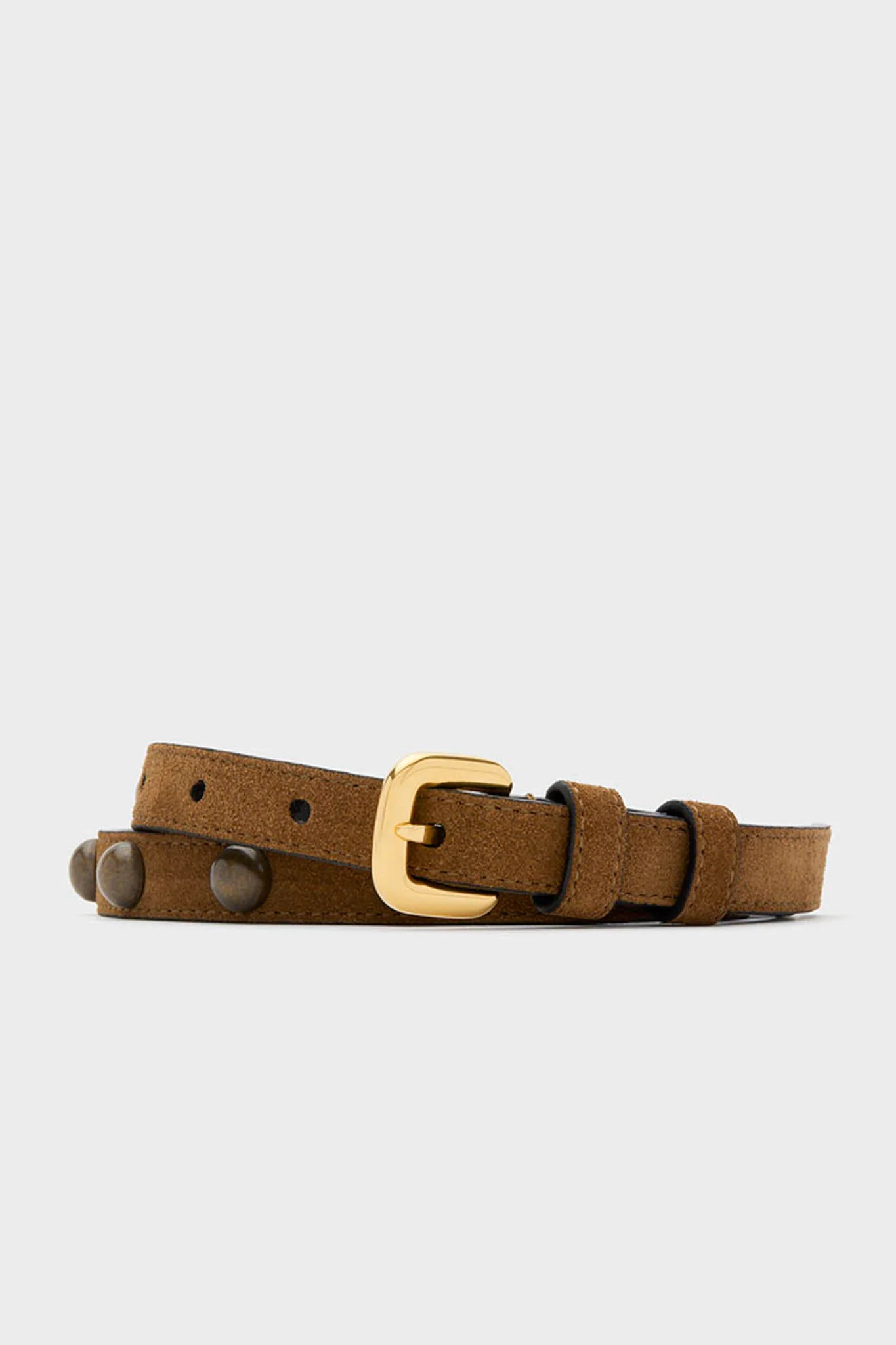 Tobacco and Gold Studded Skinny Belt | Tuckernuck (US)
