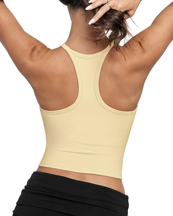 SUUKSESS Women Padded Workout Tank Tops with Built in Bra Racerback Gym Tops | Amazon (US)