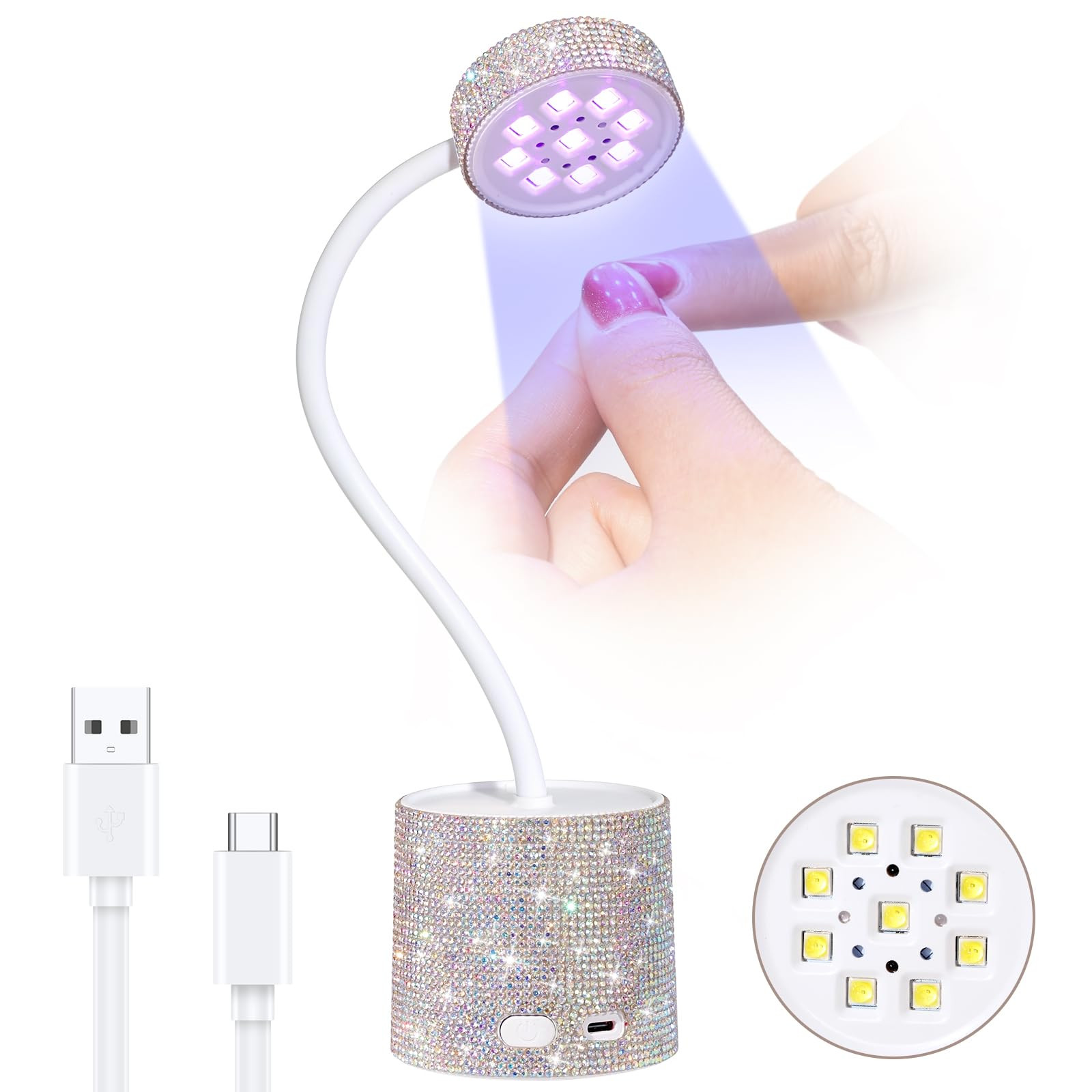 UV LED Nail Lamp, Mini UV Light for Gel Nails Polish, Rechargeable LED Flash Cure Nail Dryer, Qui... | Amazon (US)