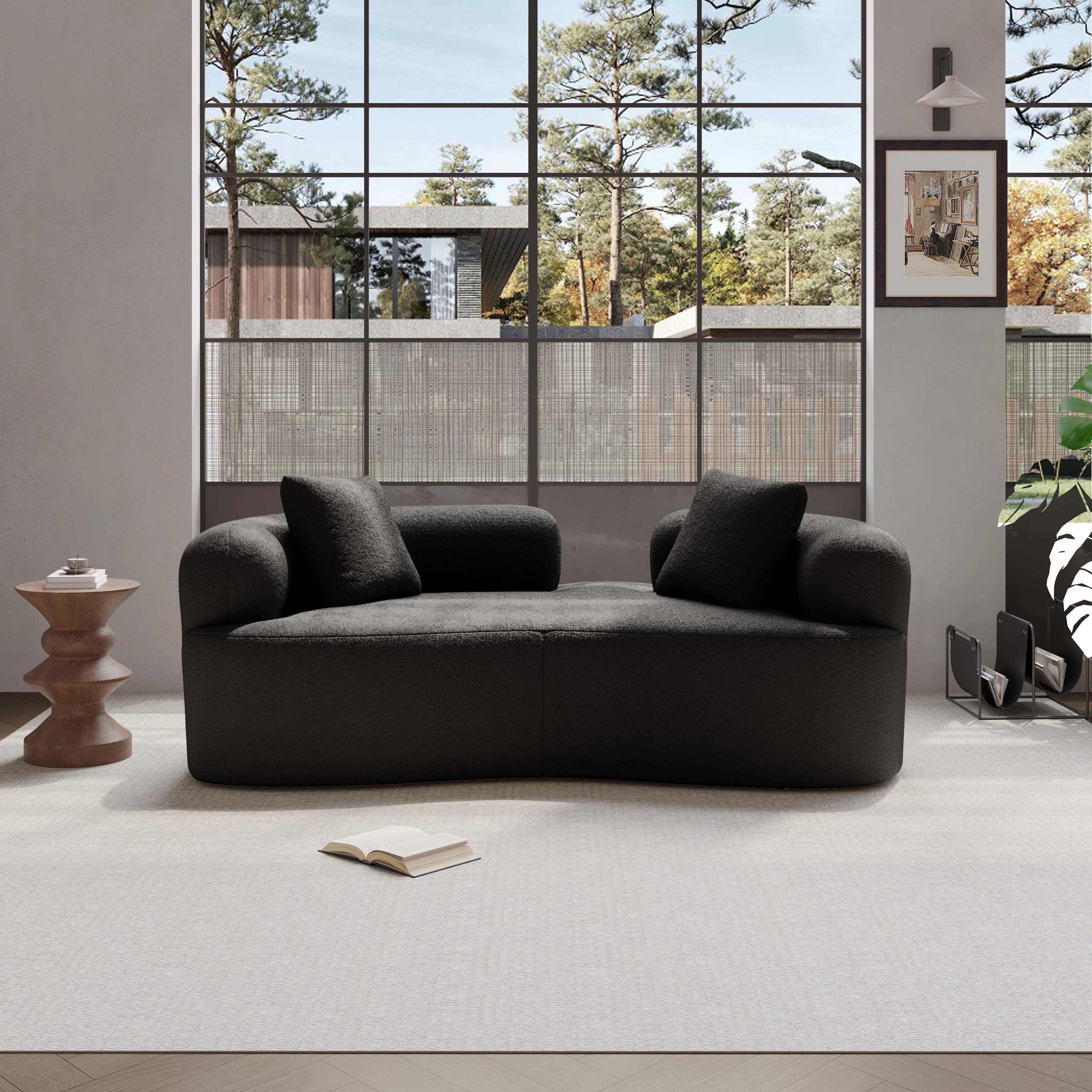 Teddy Upholstered Curved Loveseat Sofa, No Assembly Required, Space-saving Design | Wayfair North America