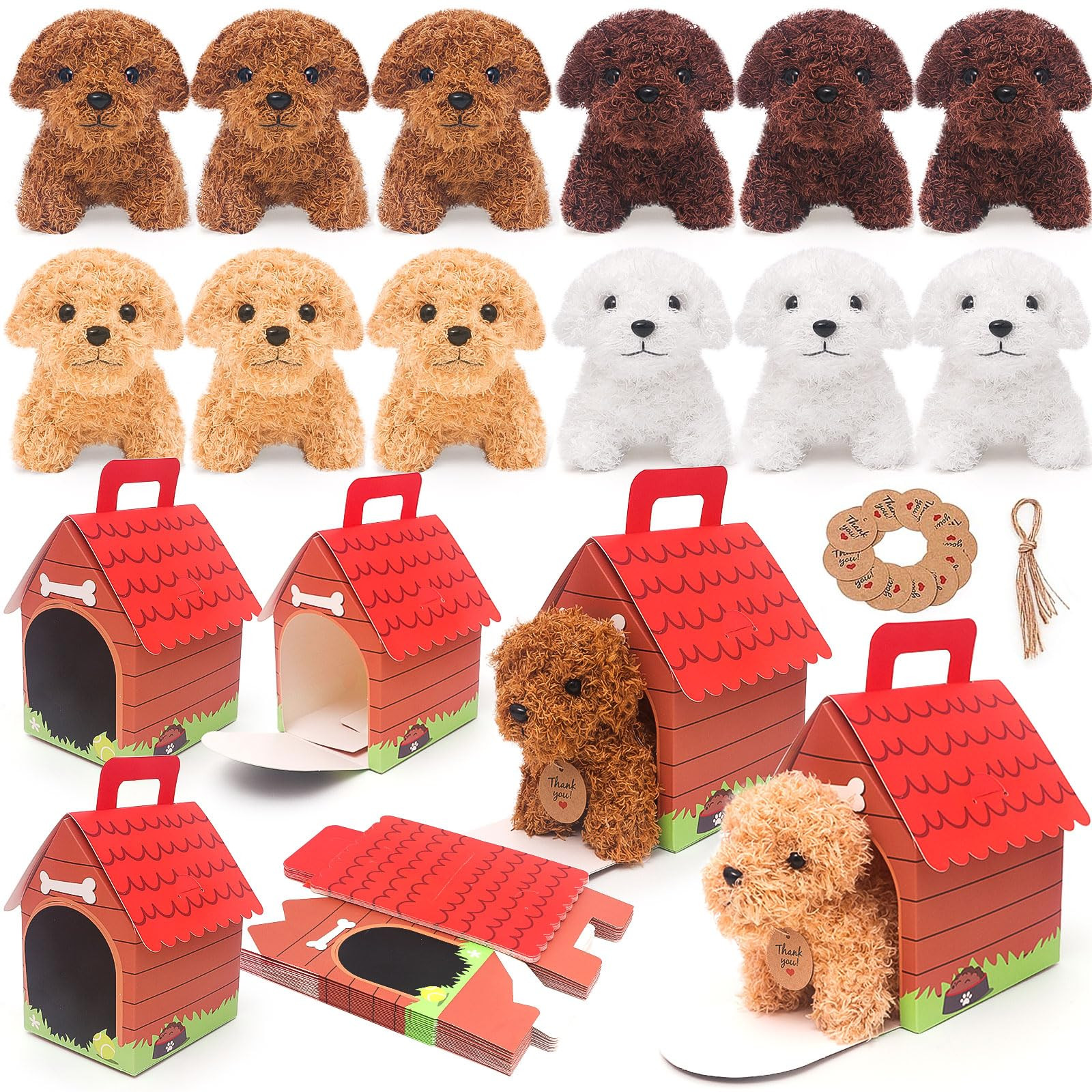 HAPGFS 12 Pcs Mini Plush Puppy Stuffed Dogs with Keychain, Adopt A Pet Dog Party Favors Goodie Ba... | Amazon (US)