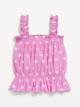 Printed Sleeveless Crinkle Jacquard Peplum Tank Top for Toddler Girls | Old Navy (US)