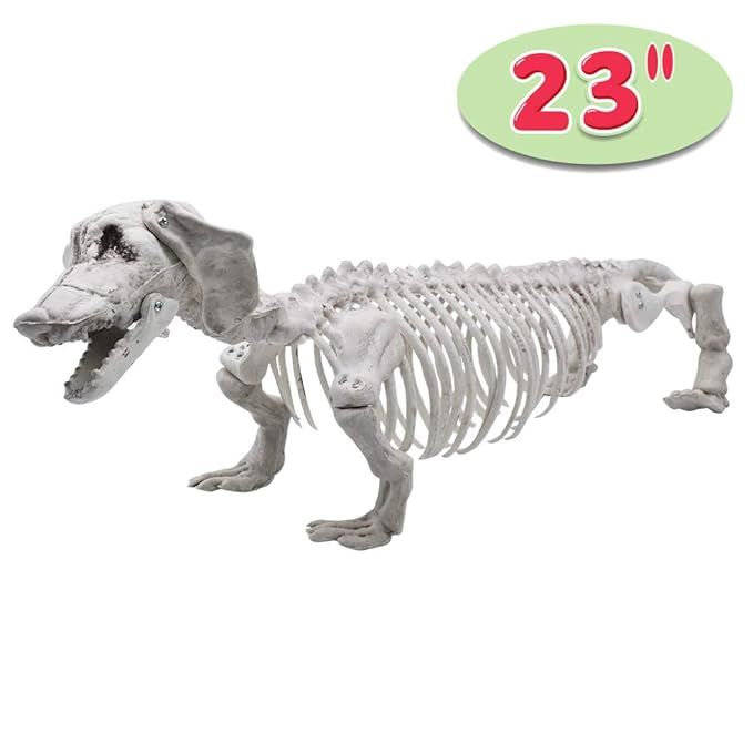Halloween Decoration 23” Pose-N-Stay Wiener Dog Skeleton Plastic Puppy Bones with Posable Joint... | Amazon (US)