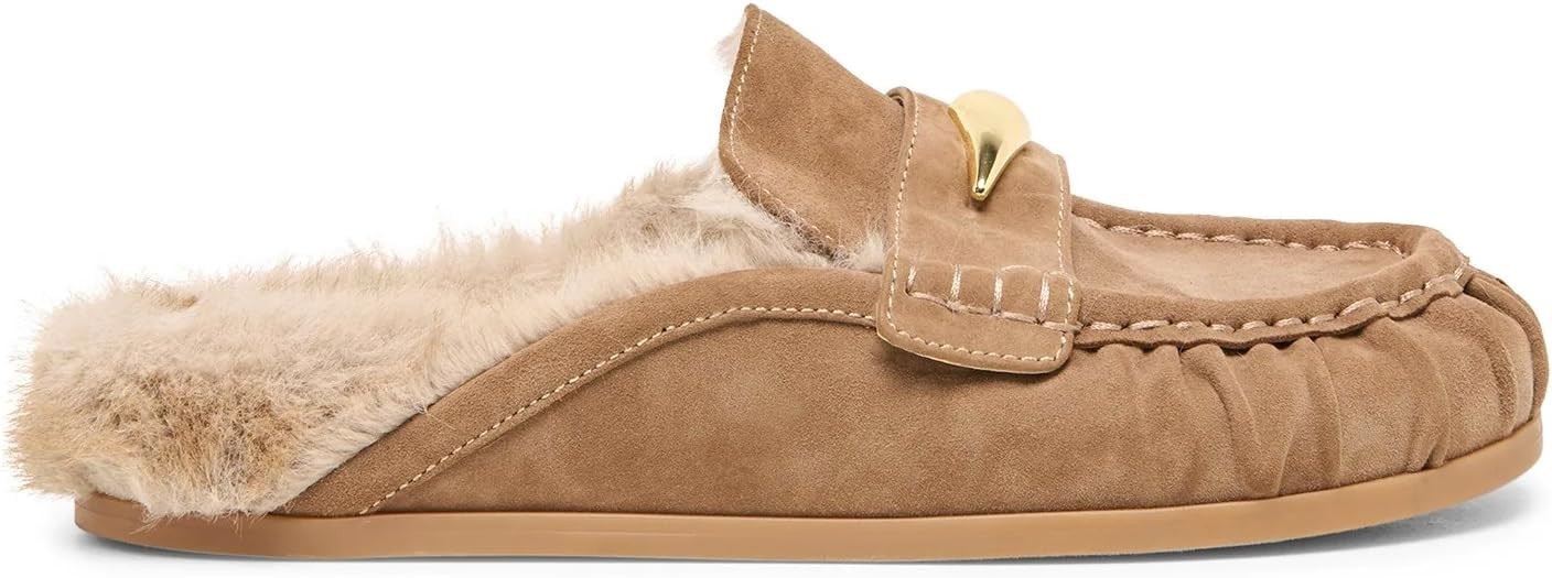 Fur Lined Clogs for Women Fuzzy Studded Slippers Comfortable Slip On Mules Closed Round Toe Fall ... | Amazon (US)