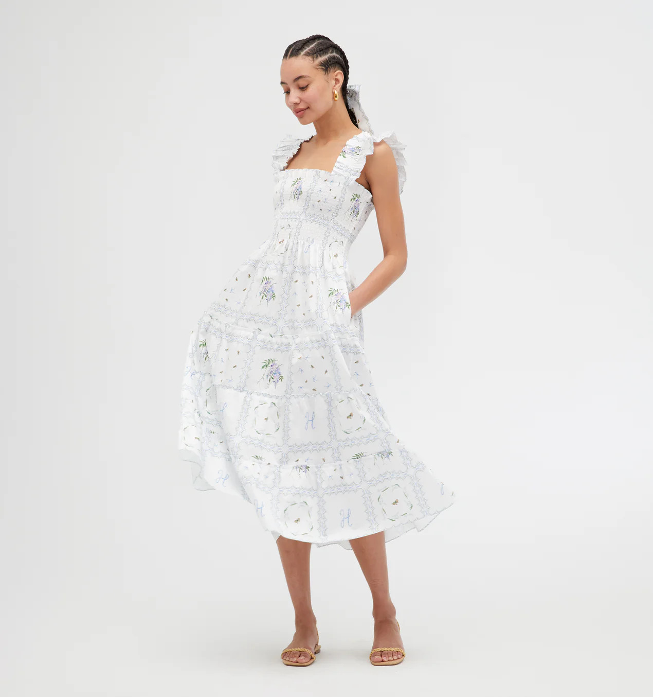 The Ellie Nap Dress - Blue Basketweave Vine | Hill House Home US