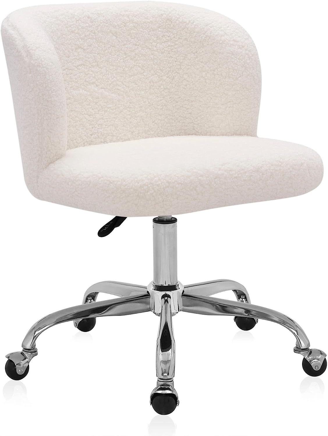 BELLEZE Modern Upholstered Boucle Desk Chair with Swivel Wheels and Adjustable Height, Decorative... | Amazon (US)