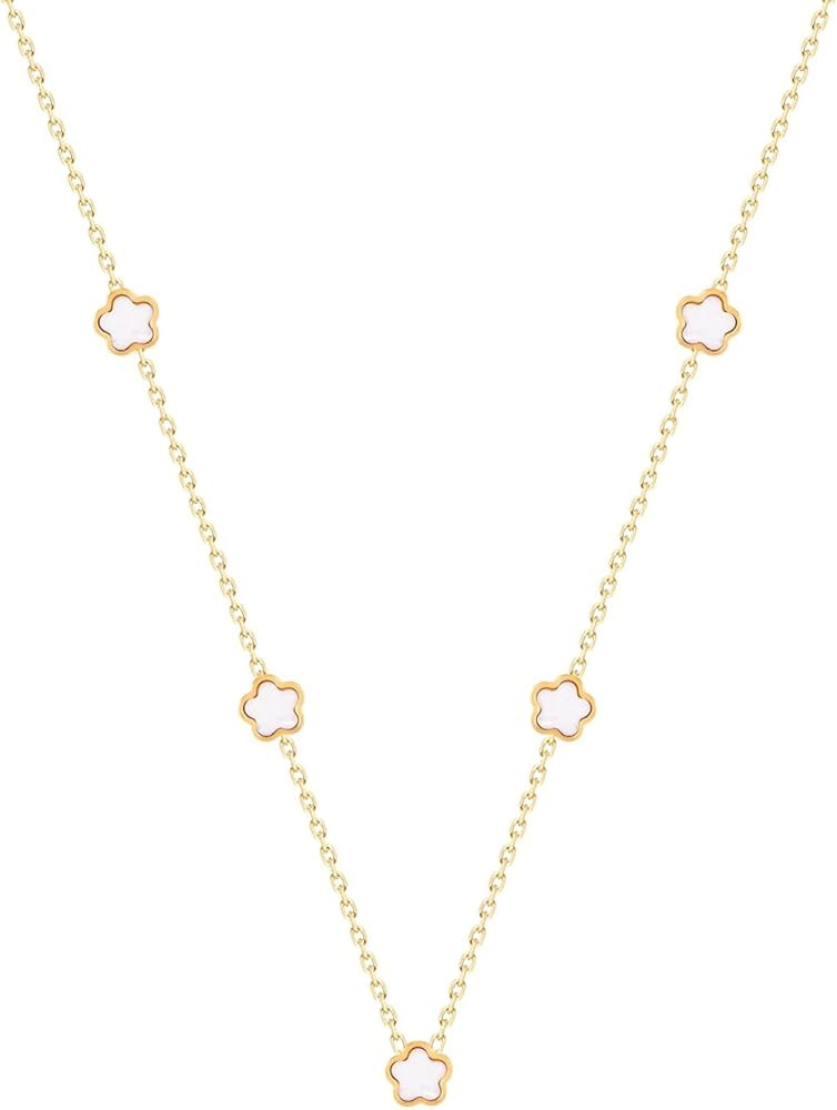 Clover Necklace, Four Leaf Clover Necklace for Women - 18K Gold Plated with Mother-of-Pearl Inlay... | Amazon (US)