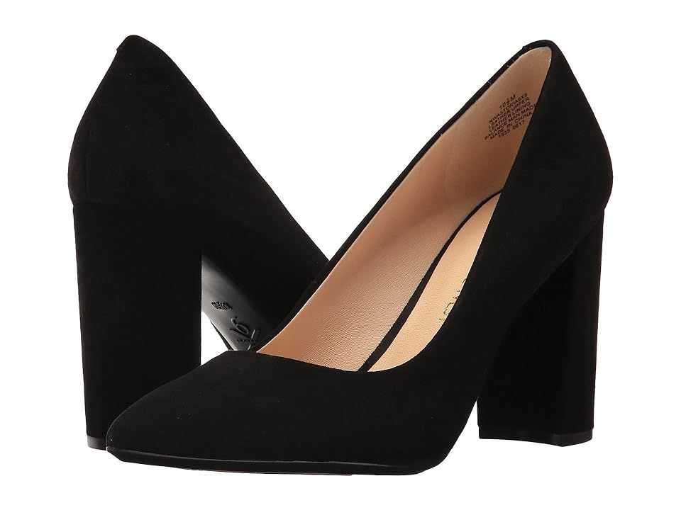 Nine West Astoria Block Heel Pump (Black Suede) High Heels | Zappos