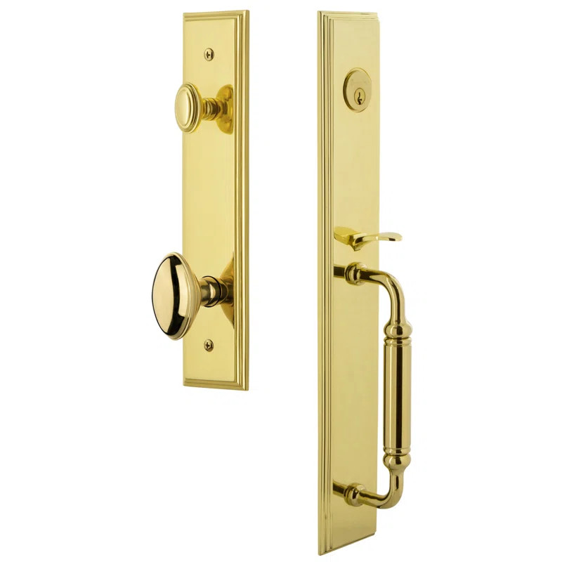 Carré One-Piece Handleset with Single Cylinder Deadbolt and C Grip with Eden Prairie Knob | Wayfair North America