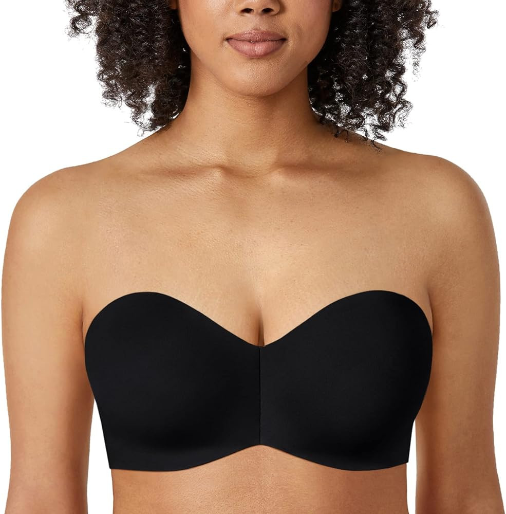 DELIMIRA Women's Strapless Bra Silicone-Free Minimizer Bandeau Plus Size Unlined | Amazon (US)