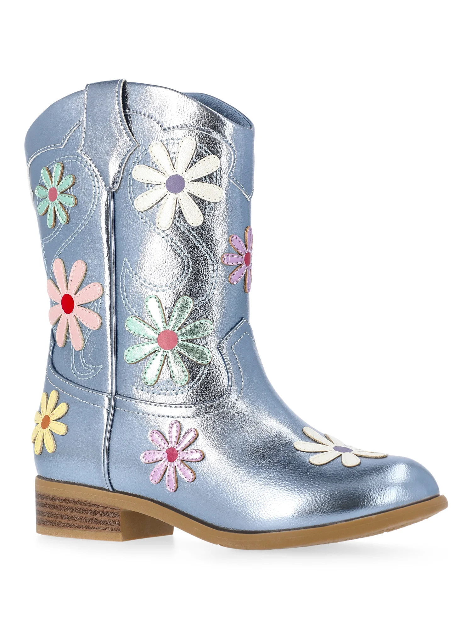 Wonder Nation Girls and Toddler Western Daisy Boots | Walmart (US)