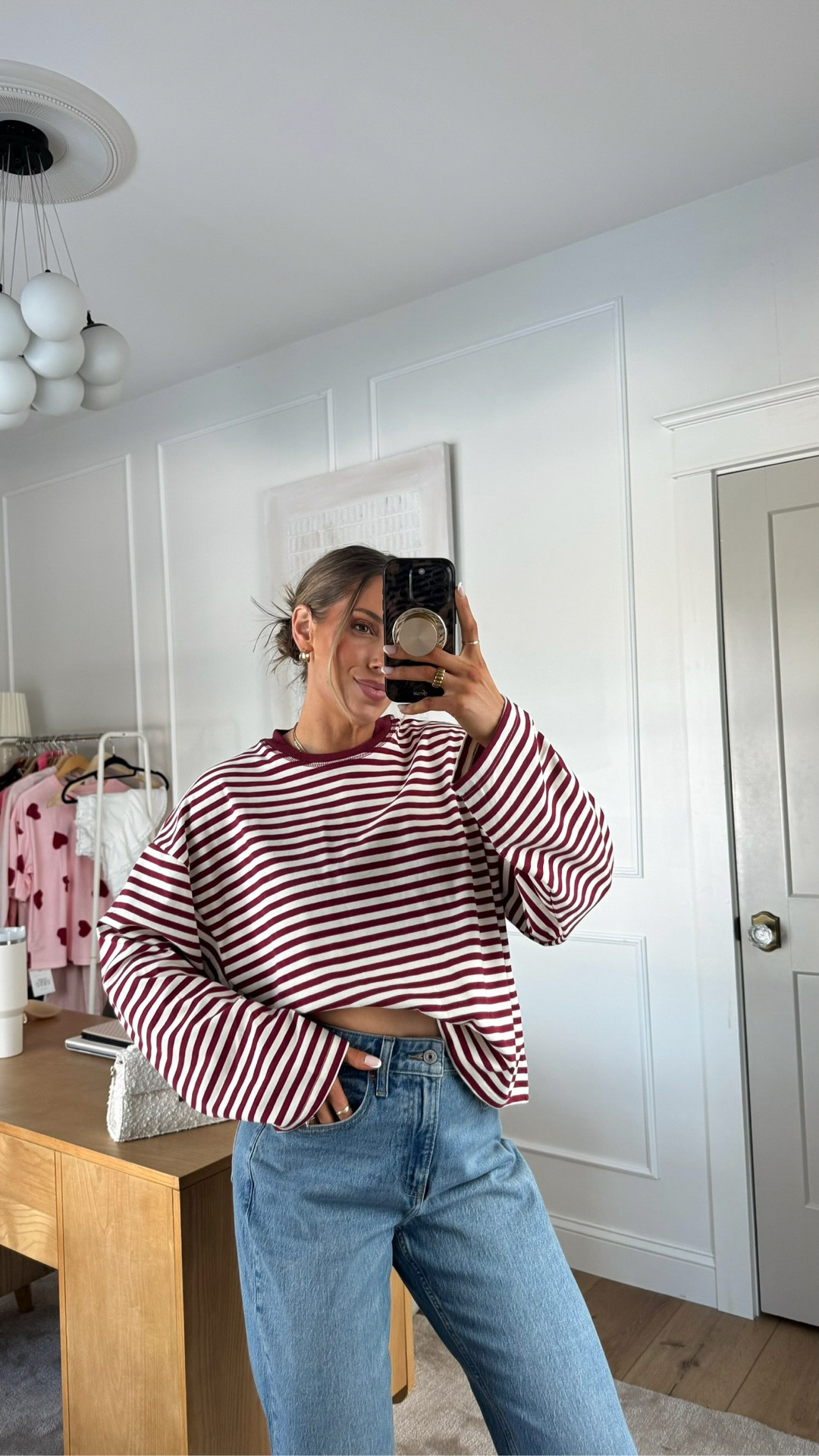 Oversized, comfy, easy with wide leg denim… the kind of outfit you throw on for coffee and end up wearing all day.

Simple. Soft. On repeat lately. 🤍

#StripedStyle #CozyEveryday #EffortlessOutfit 

#LTKootd #LTKdayinmylife #LTKBump