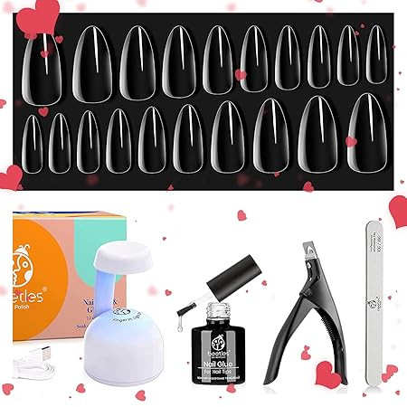 Beetles Gel Nail Kit Easy Nail Extension Set, 2 In 1 Nail Glue Gel Base Coat with Pre-shaped Medi... | Amazon (US)