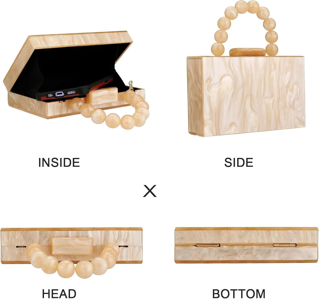 Acrylic Purses Evening Clutch Bag Marbling Handbags for Women Cross Body Bag with Pearl Chain For... | Amazon (US)