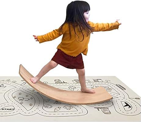 little dove Wooden Balance Board with Playmat Wobble Board & Race Track Mat Preschool Toys Early ... | Amazon (US)