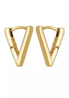 Gold Tone V Hinge Huggie Hoop Earrings | Belk