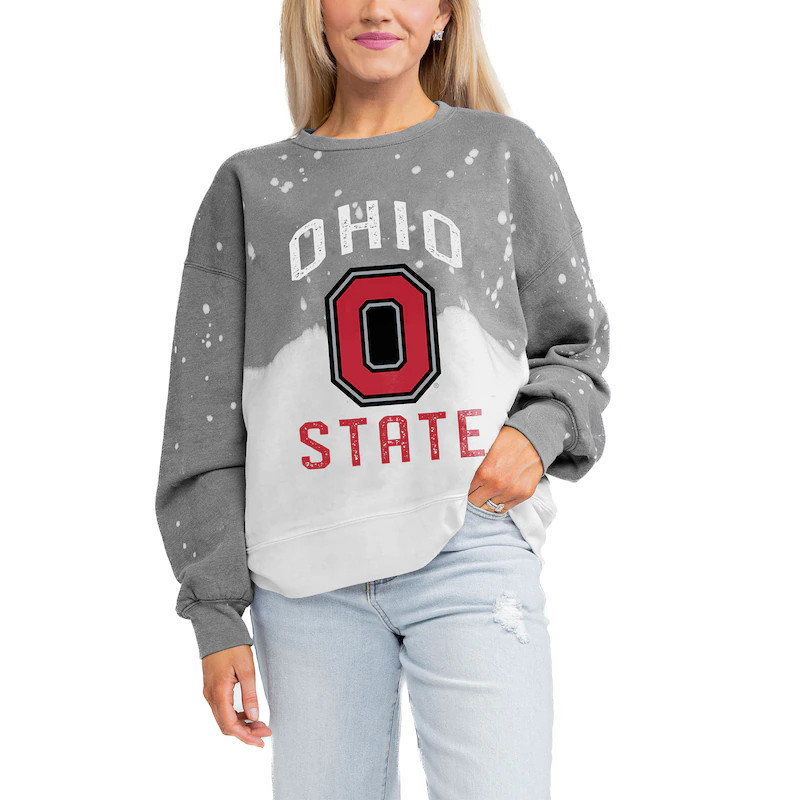 Women's Gameday Couture Gray Ohio State Buckeyes Twice As Nice Faded Crewneck Sweatshirt | Fanatics
