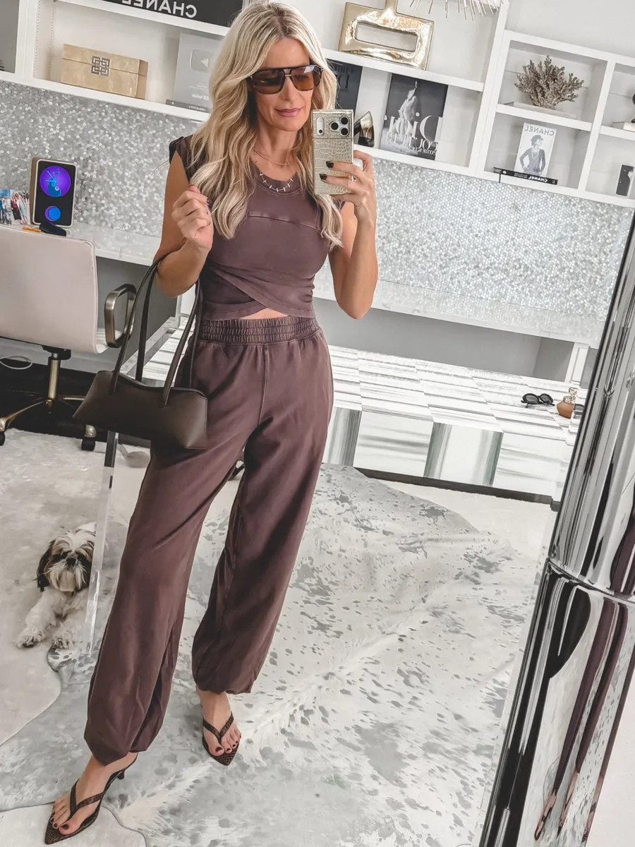 This soft Free People set feels like your favorite sweatpants, but in a lighter-weight fabric that’s perfect for fall. I love the faded brown color, and it’s under $100! I’m wearing an XS. #FreePeople #MatchingSet #ComfySet #FallOutfit #CasualStyle #WomenOver40Style 

 

#LTKootd #LTKOver40