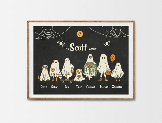 Halloween Custom Cute Ghost Family Print Halloween Family - Etsy | Etsy (US)