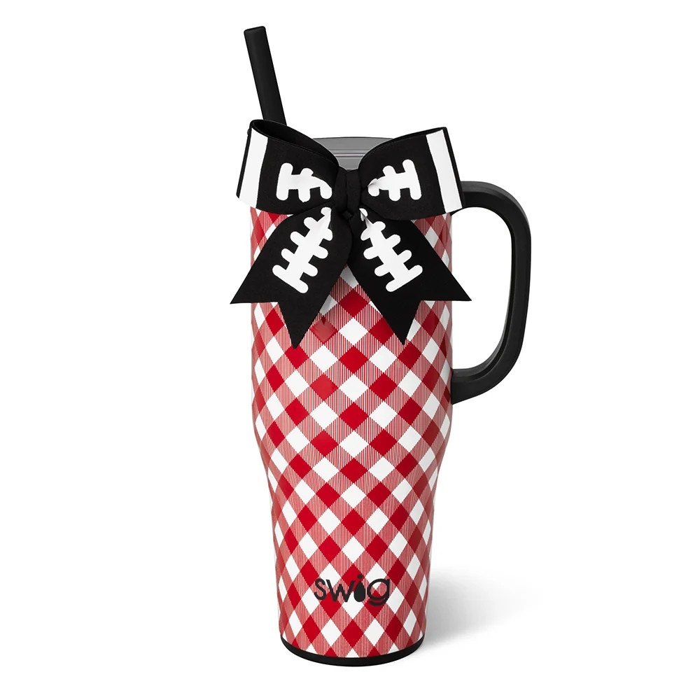 Gameday Gingham Red + Black Mega Mug 40oz | Swig Life