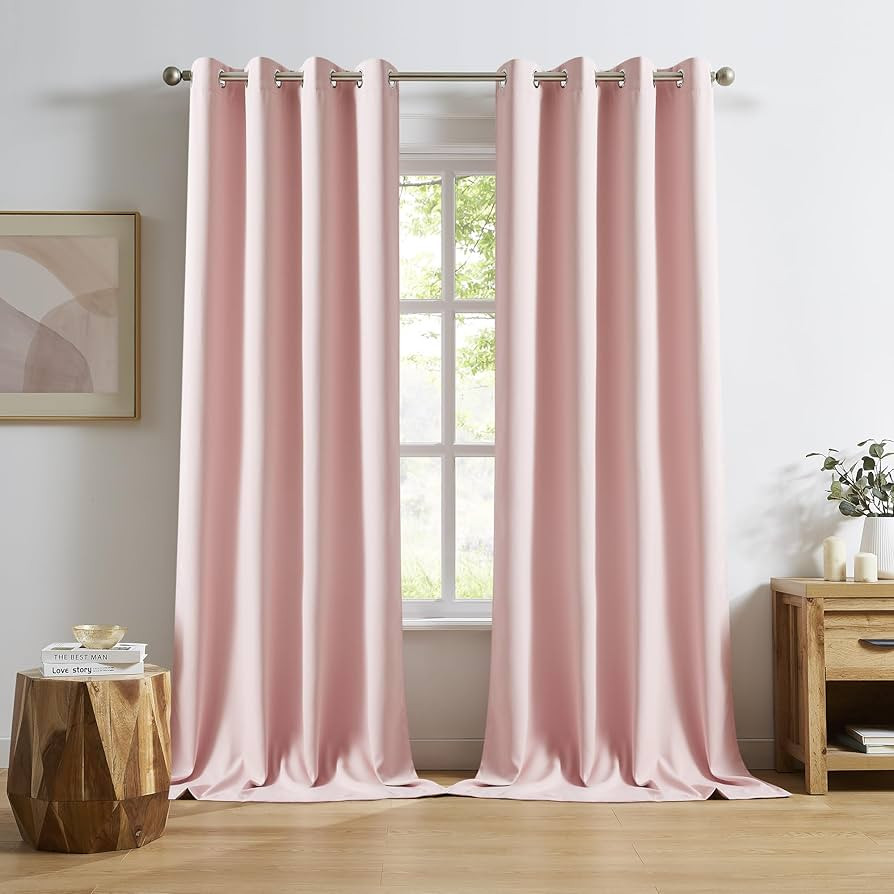DUALIFE Baby Pink Curtains Panels for Girls Room Nursery Solid Blackout Room Darkening Curtains f... | Amazon (US)