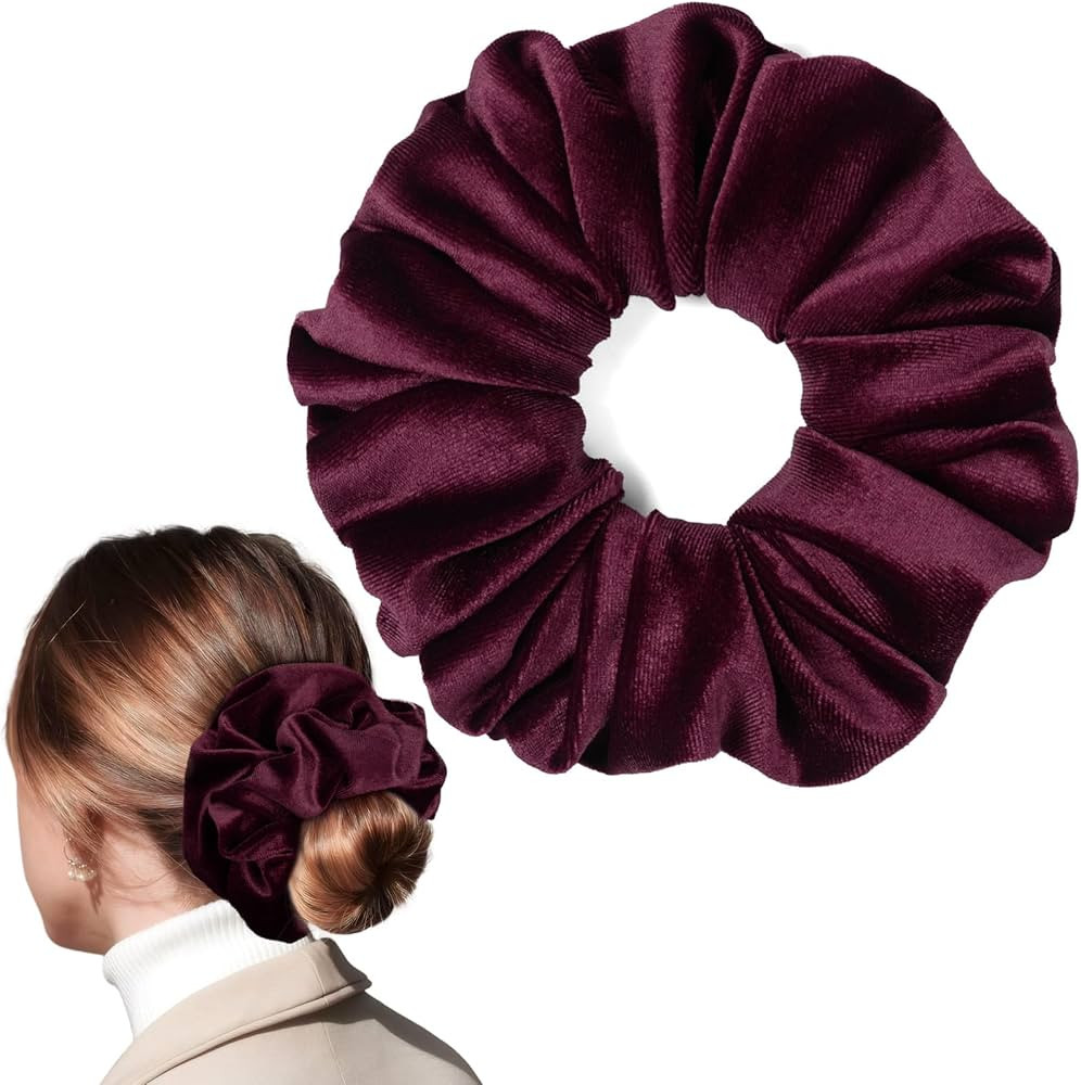 CEELGON Burgundy Big Velvet Scrunchie 6.5 Inches Jumbo Scrunchies Hair Ties Oversized Ponytail Ho... | Amazon (US)