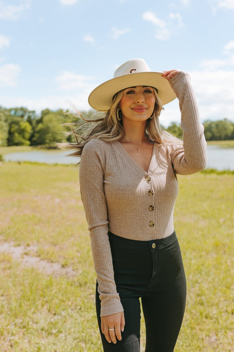 BuddyLove | Holly Long Sleeve Button Up Bodysuit | Chocolate | BuddyLove