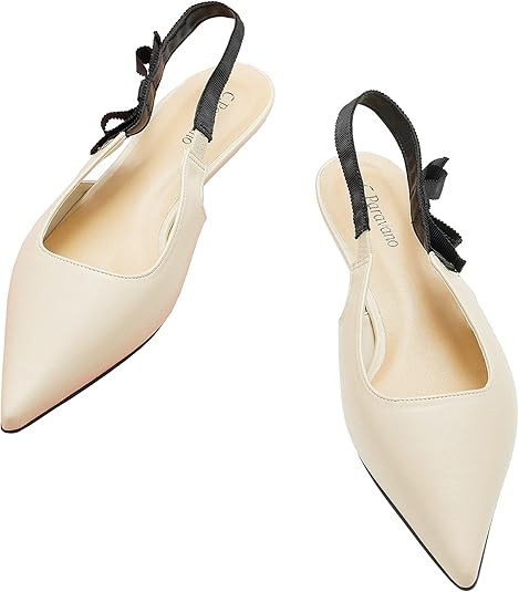C.Paravano Women's Slingback Flats | Pointed Toe Flats Sandals | Leather Kitten Heels | Closed He... | Amazon (US)