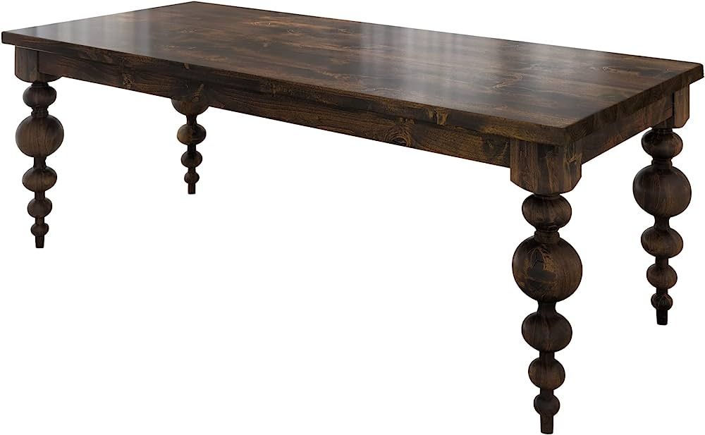 Modern Turned Leg Solid Wood Dining Table (108" x 42", Tobacco Finish) | Amazon (US)