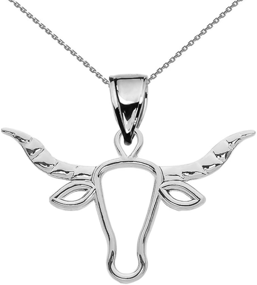 Astrology Jewelry Sterling Silver Open Work Texas Longhorn Bull Pendant Necklace | Amazon (US)