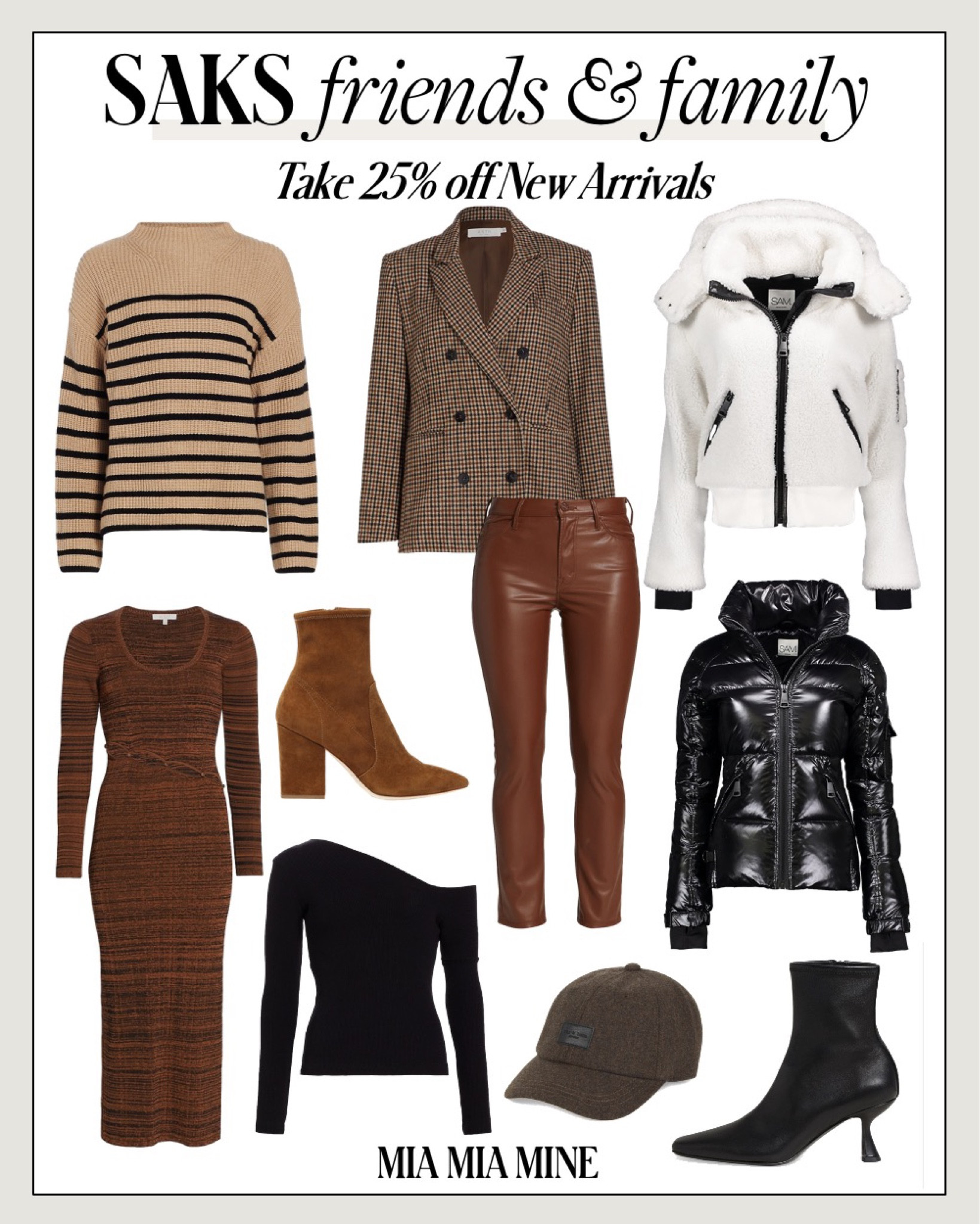 Saks Friends & Family Sale - take 25% new fall arrivals
Wayf sweater dress
Mother faux leather pants
Rails stripe sweater
Sam. Puffer jacket
Enza costa off the shoulder sweater
Loeffler Randall suede booties 

#LTKsalealert #LTKstyletip #LTKSeasonal