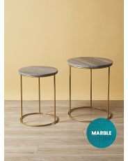 2 Pc Marble And Metal Nesting Tables | HomeGoods