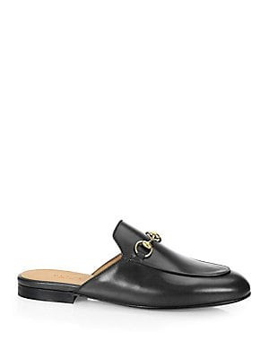 Gucci Women's Princetown Leather Slipper - Black - Size 35.5 (5.5) | Saks Fifth Avenue