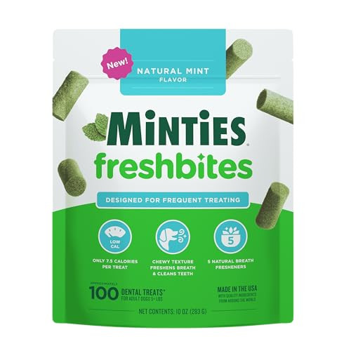 Minties FreshBites Soft and Chewy Dental Treats for Dogs, Low Calorie Natural Mint Flavored Denta... | Amazon (US)