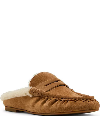 Rafe Faux Fur and Suede Penny Loafer Mules | Dillard's