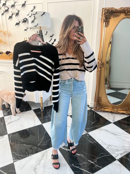 Wearing size small in sweaters! Pants we’re 24 but way too small so I couldn’t wear! Fall outfits, striped sweater, polo sweater, cropped sweater, black and white sweater, horseshoe jeans, Chanel, citizens of humanity, Emily Ann Gemma 

#LTKstyletip