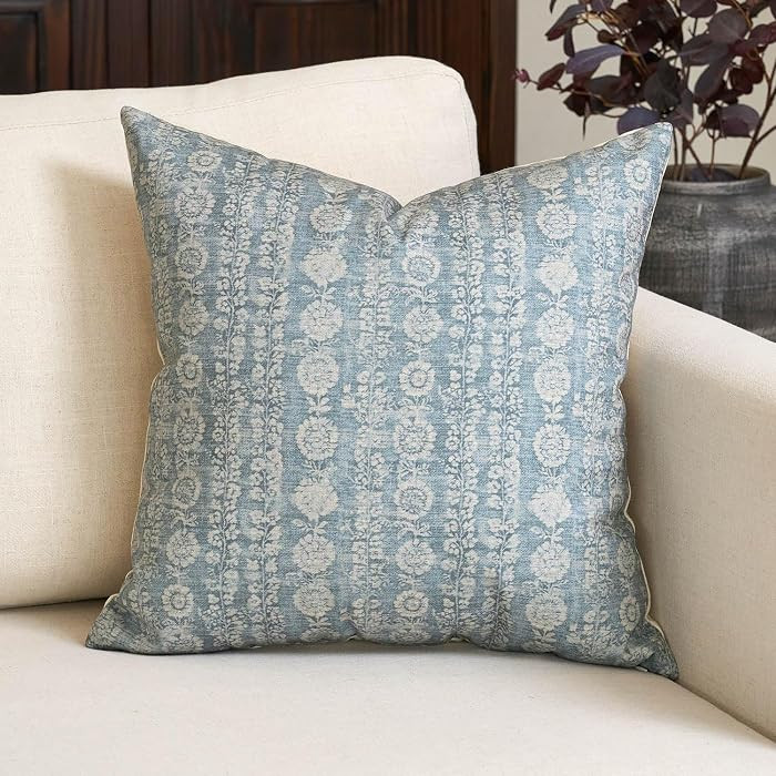 Vintage Floral Throw Pillow Covers 20x20 Striped Farmhouse Block Print Pillow Cover Boho Neutral ... | Amazon (US)