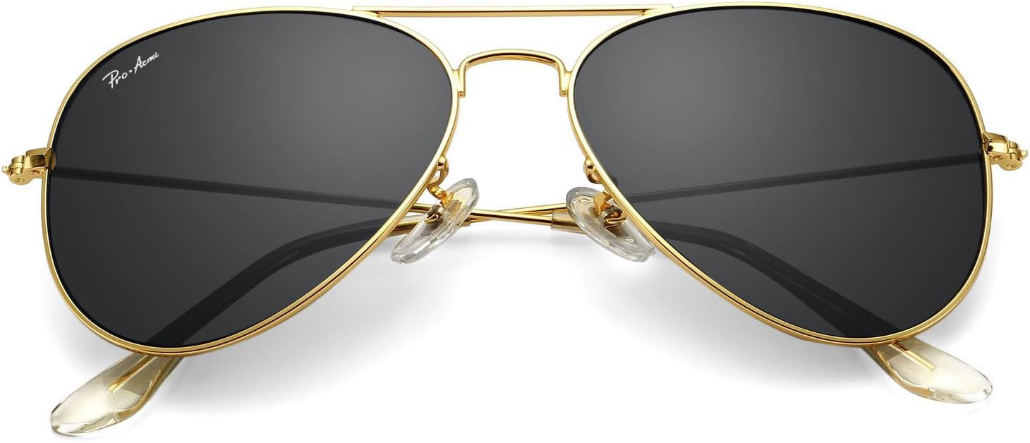 Pro Acme Classic Aviator Sunglasses Glass Lens Metal UV400 for Men Women | Amazon (US)