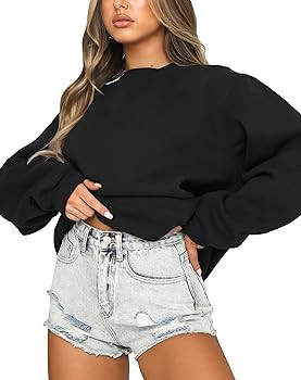 Fanway&EC Women's Long Sleeve Sweatshirt Casual Crewneck Loose Fit Pollover Hoodie Fall Tops | Amazon (US)