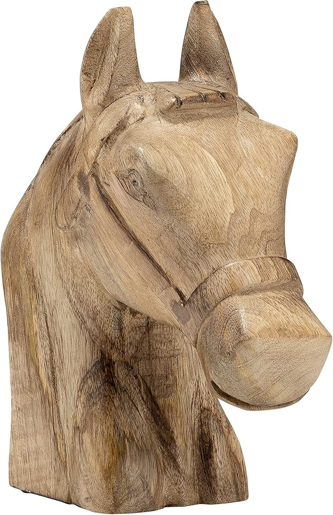 Sagebrook Home Wood Horse Figurine Sculpture - Handcrafted Rustic Wooden Decor for Home, Office, ... | Amazon (US)