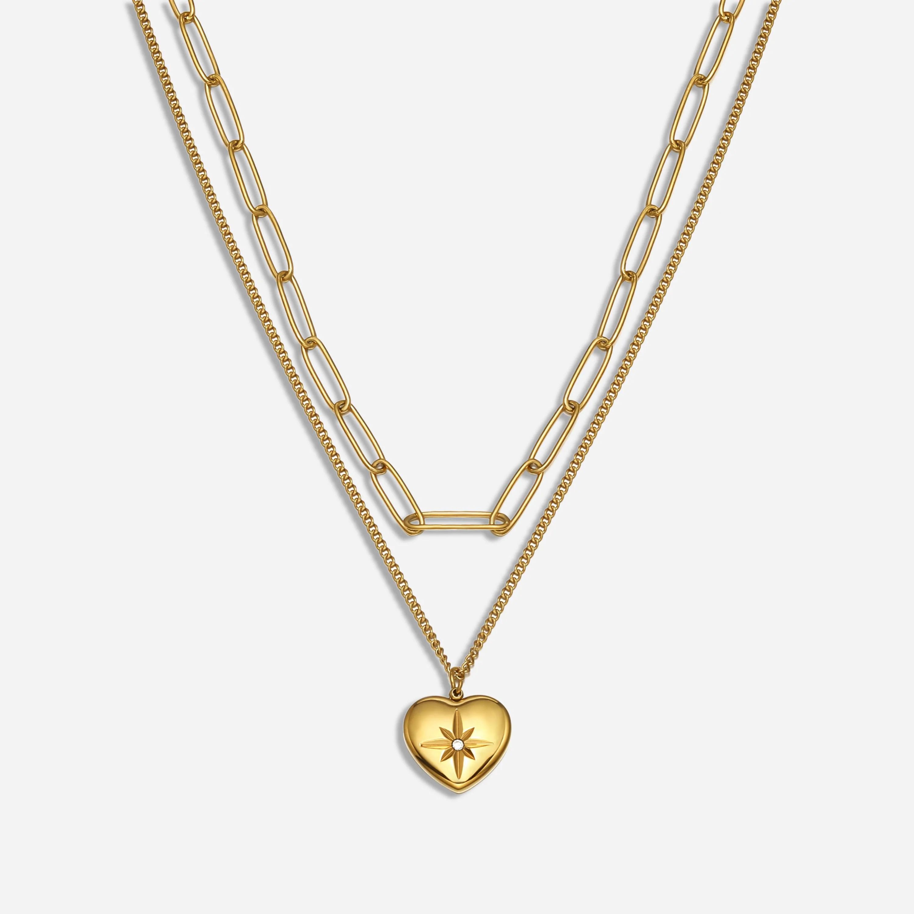 Leah Heart Layered Pendant Necklace | Victoria Emerson