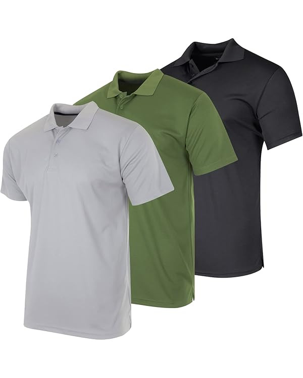 Real Essentials 3 Pack: Men's Quick-Dry Short Sleeve Athletic Performance Polo Shirt (Available i... | Amazon (US)