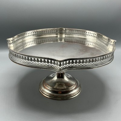 Antique Silver Plated Pedestal Gallery Tray Cake Stand Tazza Fruit Platter Fancy | eBay US
