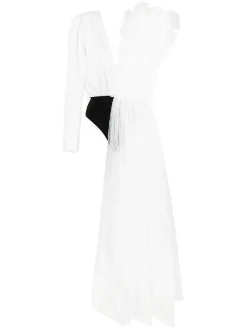 tulle-panelled asymmetric bodysuit | Farfetch (US)