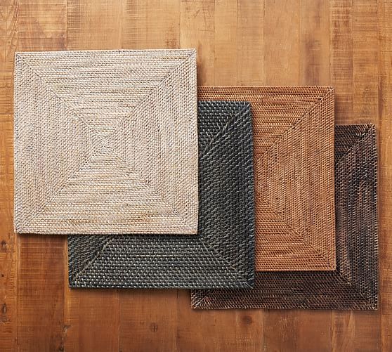 Tava Handwoven Rattan Square Placemat | Pottery Barn (US)