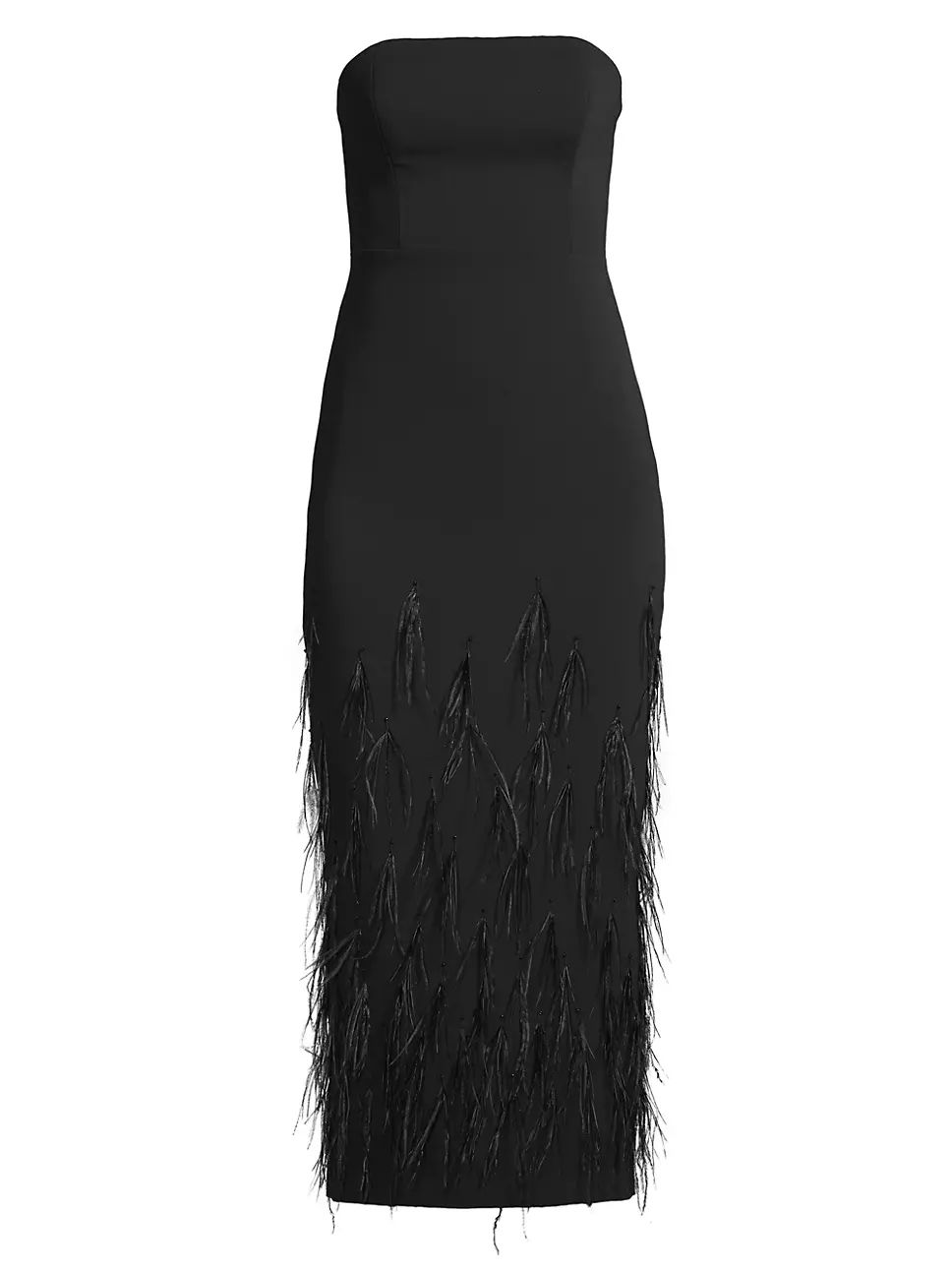 Milly Shai Strapless Feather Midi-Dress | Saks Fifth Avenue